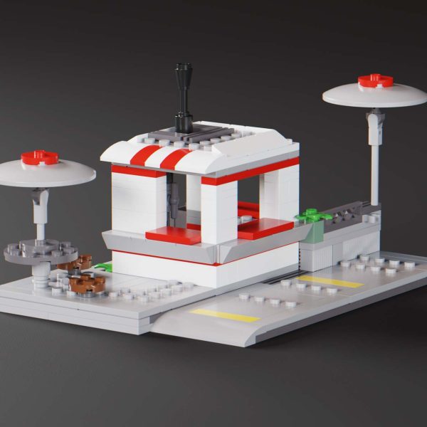 angled view of Classic LEGO Drive Thru Diner