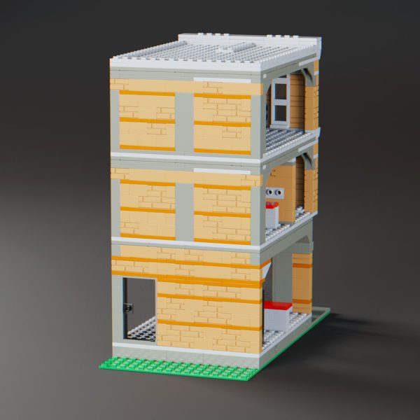 back of custom lego brick bank modular building