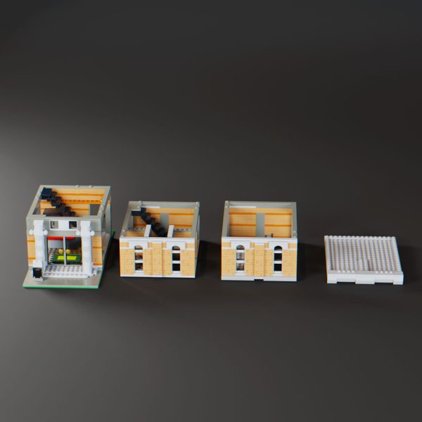 floors of custom lego brick bank modular building