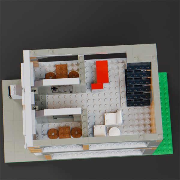 second floor top view custom lego brick bank modular building