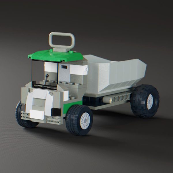lego dump truck front angled view
